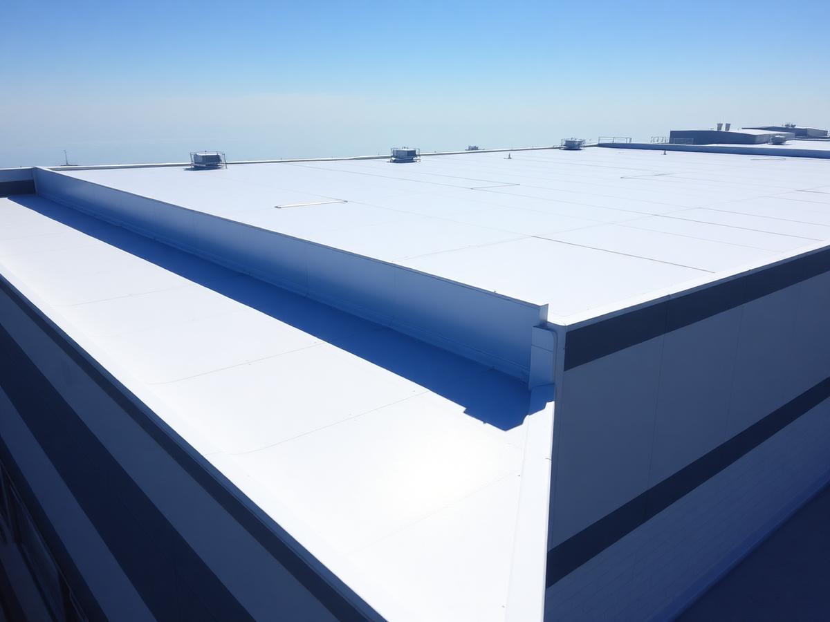 Newly installed white low-slope commercial roof (placeholder photo)